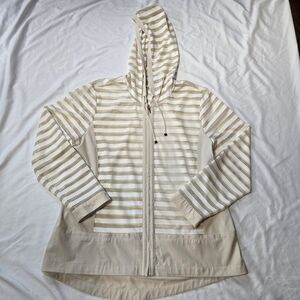 Zenergy By Chico's Long Sleeve Champagne Mesh Lightweight Zip Up Hoodie Jacket